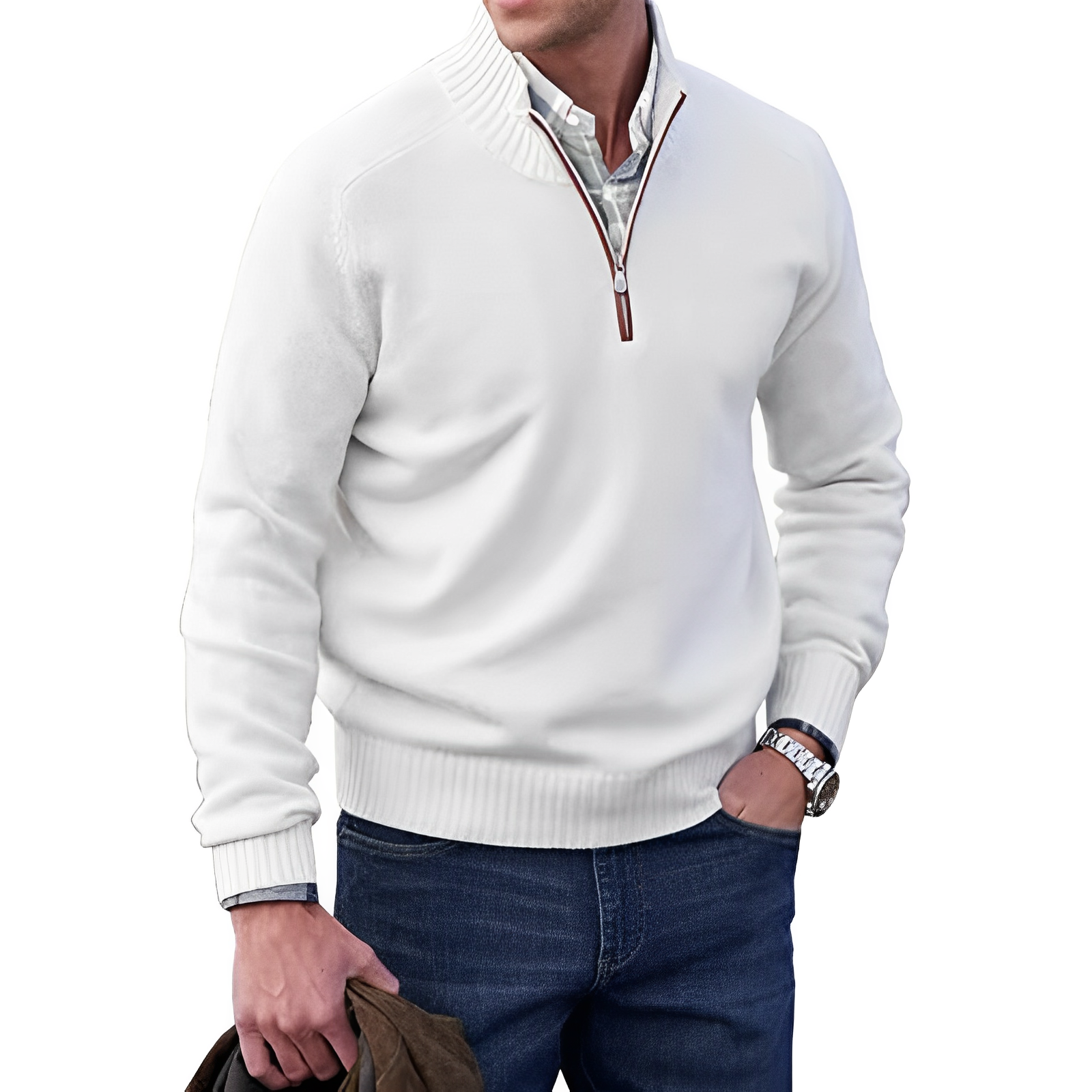 Delano | Klassieke trui met halve rits voor heren - Comfortabele casual pullover van wolmix