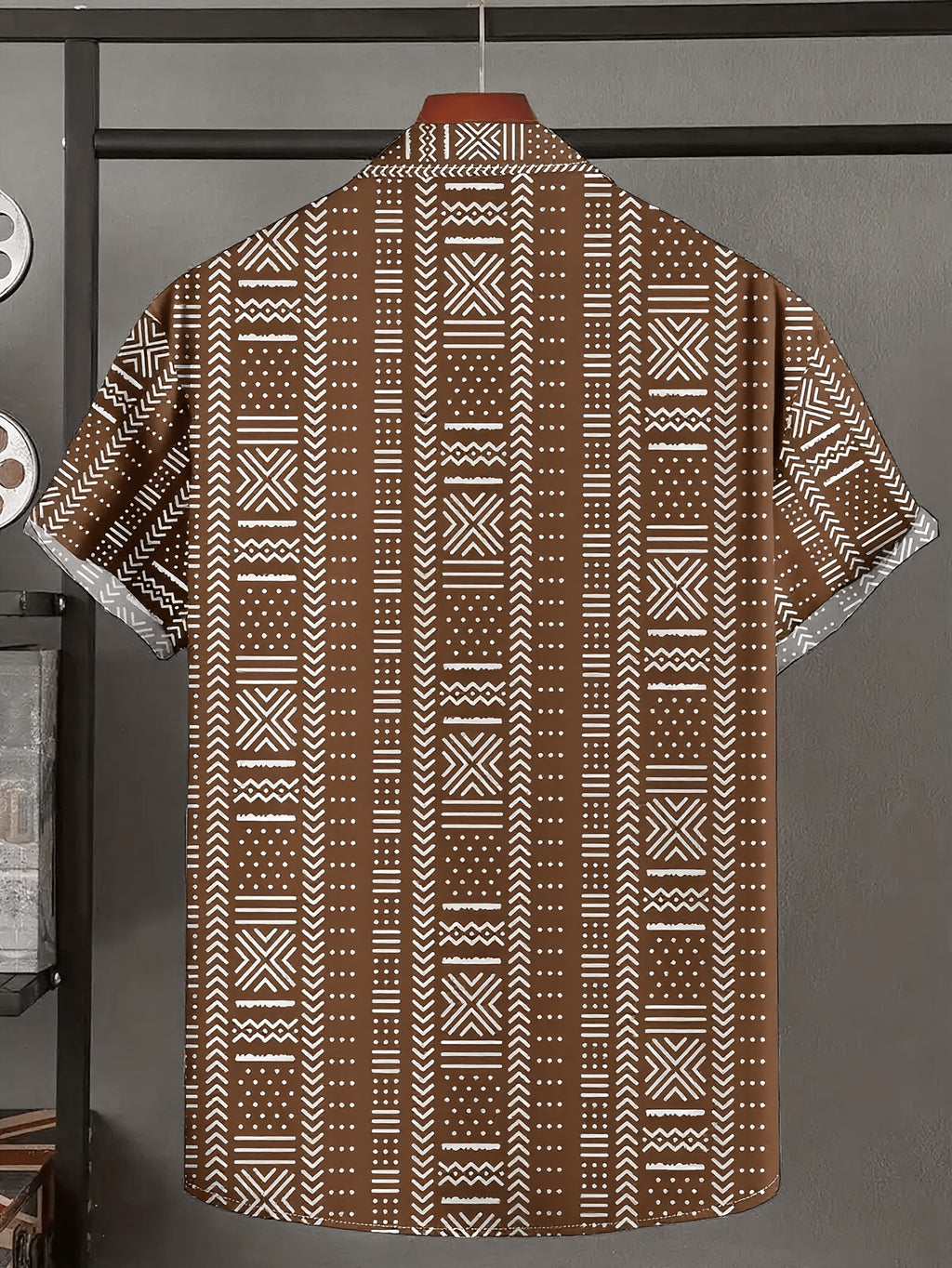 Tyvor | Herenoverhemd met etnische print – Zomers, casual overhemd met korte mouwen en knopen