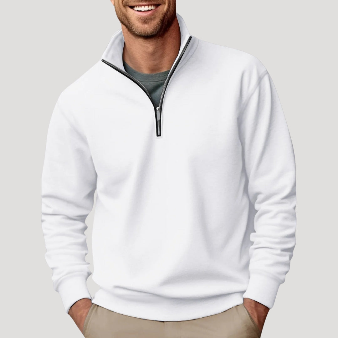 Arvik | Lichtgewicht heren-sweater met halve rits – Casual katoenen sweater