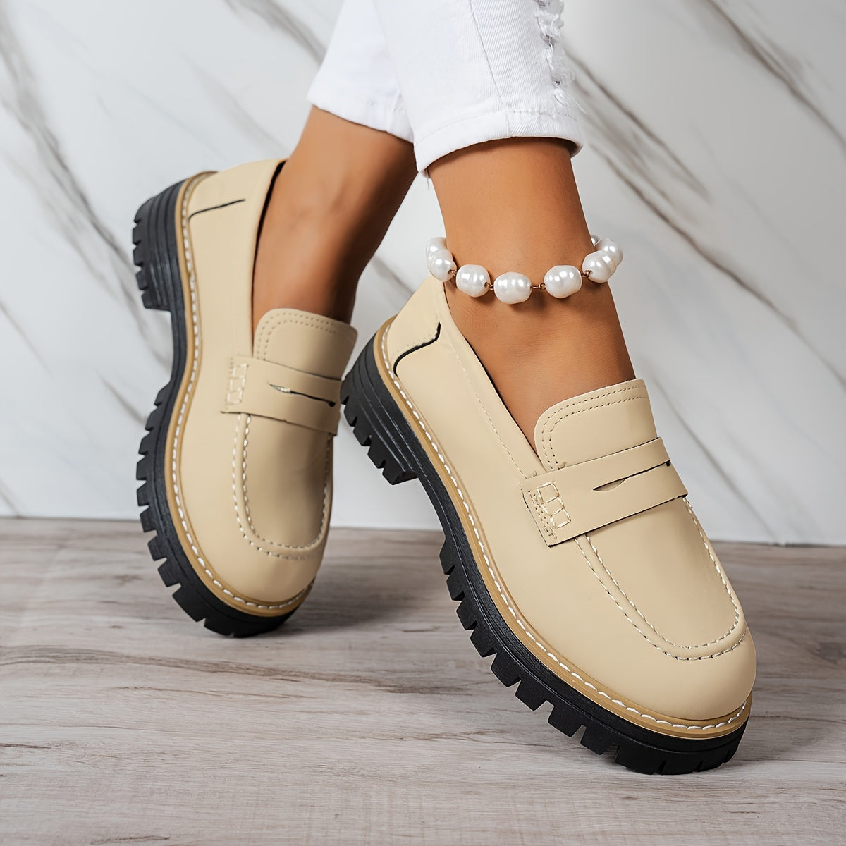 LoaferMax | Mocassins rétro à enfiler pour femmes - Mocassins penny en similicuir