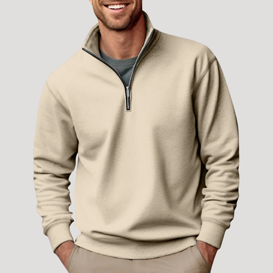 Arvik | Lichtgewicht heren-sweater met halve rits – Casual katoenen sweater