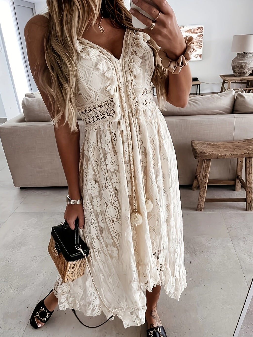 Gessica | Lace bohemian dress - Women's vintage-inspired boho dress, elegant lace details