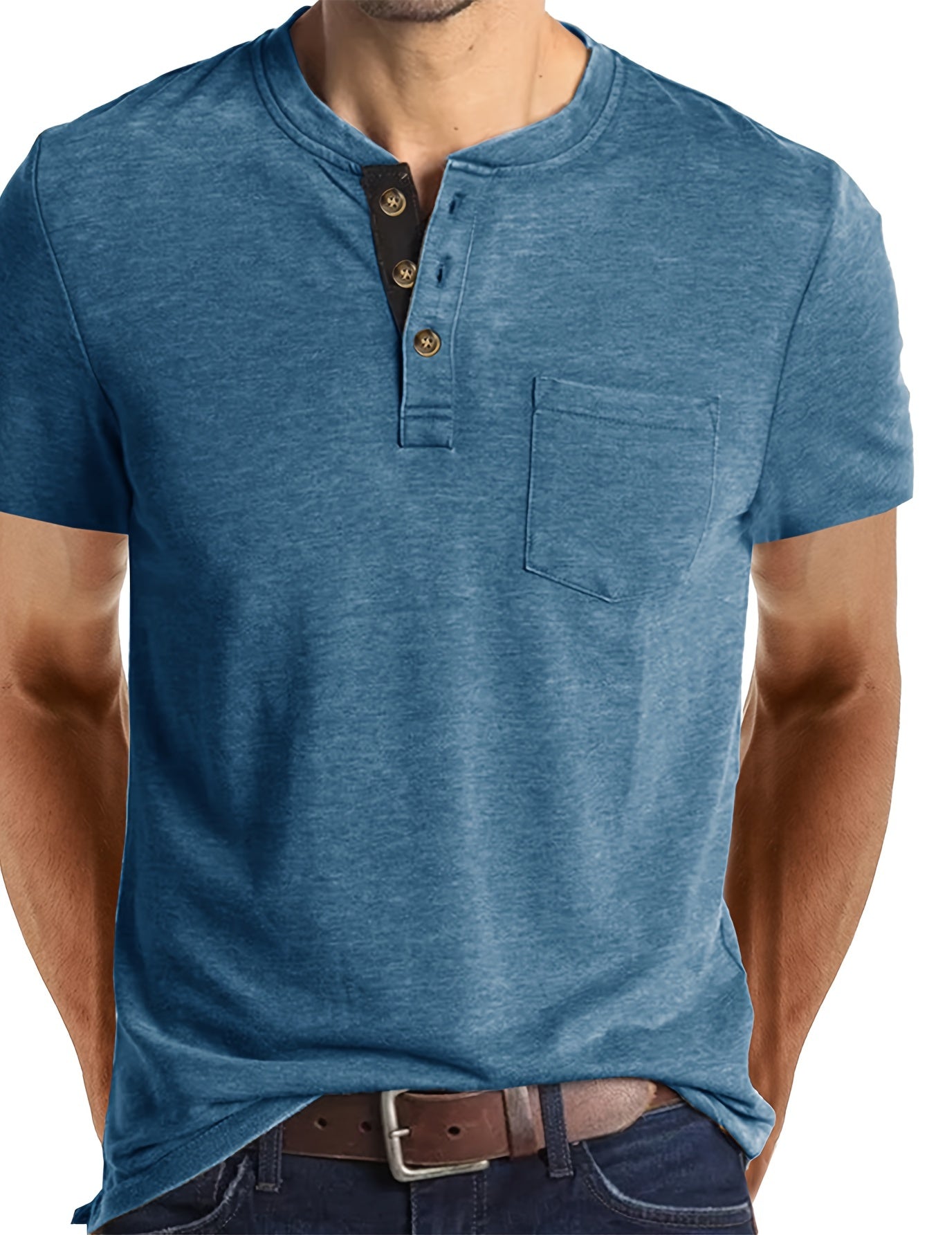 Ewald | Chemise Henley classique pour homme - Manches courtes, tendance et confortable au quotidien 