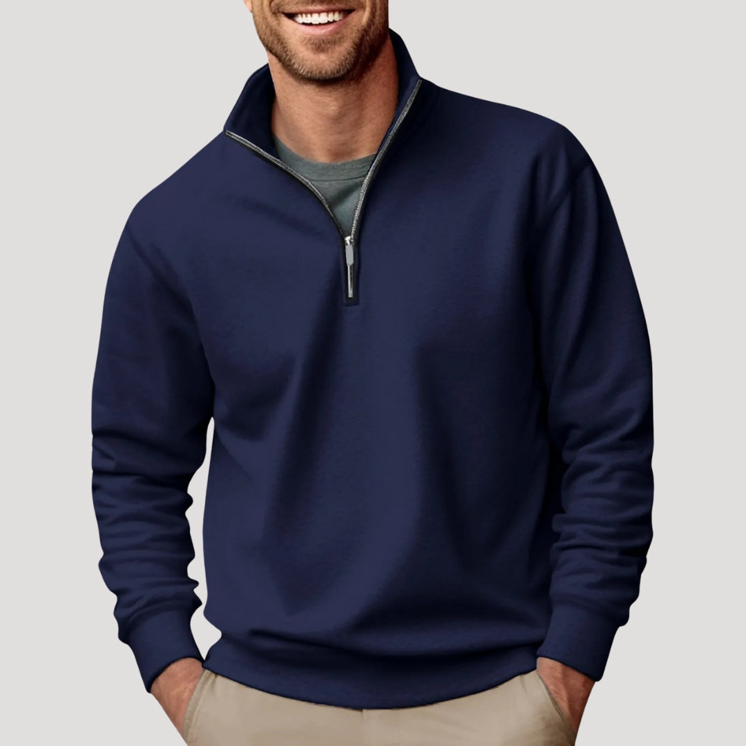 Arvik | Lichtgewicht heren-sweater met halve rits – Casual katoenen sweater