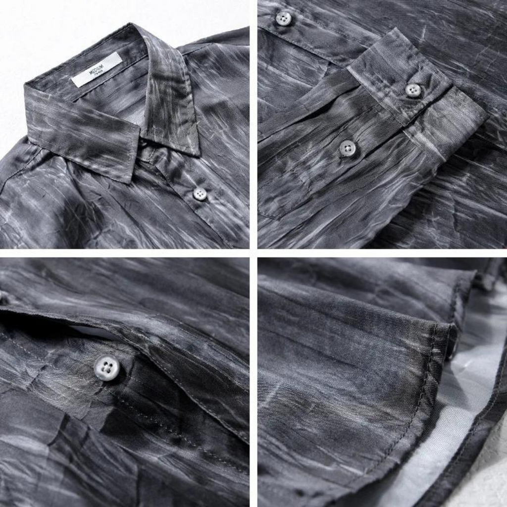 Barron | Knoopshirt met Tie-Dye lange mouwen voor heren - Vrijetijdshirt voor heren