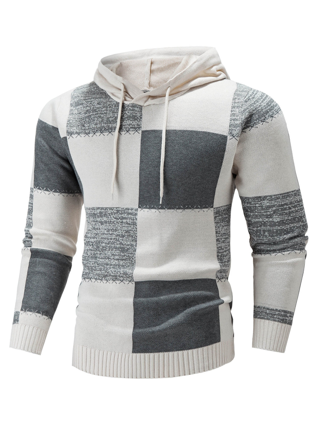 Cedar | Slim fit trui met capuchon voor heren - Casual geruit kleurenblok voor buitensport & winter