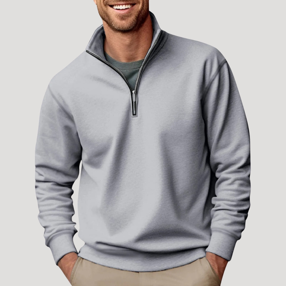 Arvik | Lichtgewicht heren-sweater met halve rits – Casual katoenen sweater