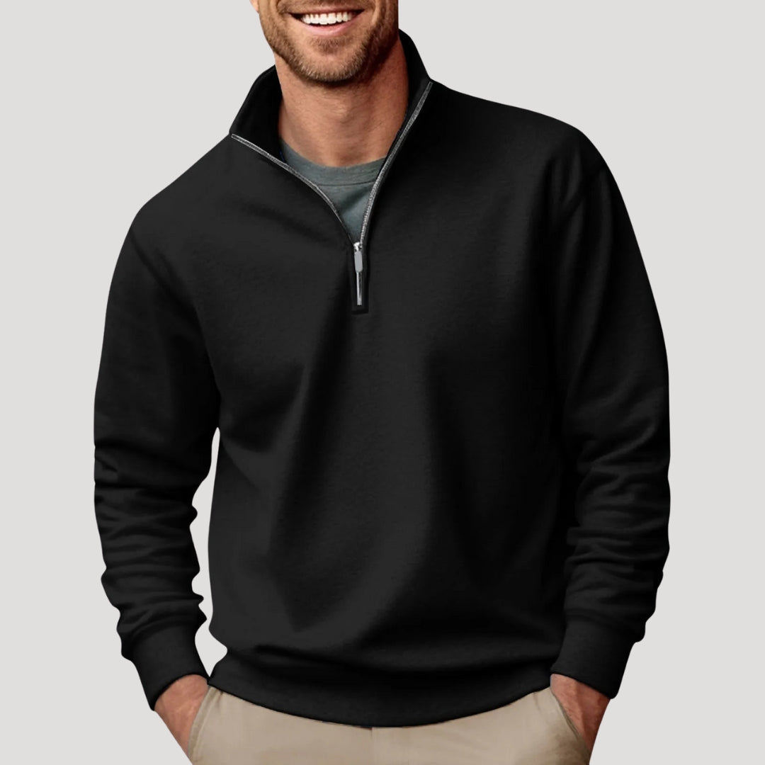 Arvik | Lichtgewicht heren-sweater met halve rits – Casual katoenen sweater