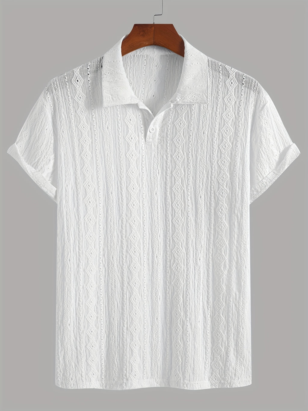 Volric | Gebreid heren poloshirt - Eyelet borduursel, ademende, korte mouw