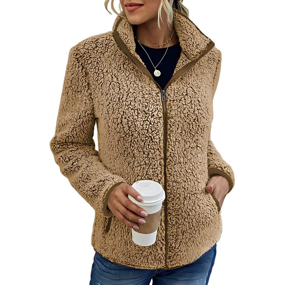 Eirlyn | Warme winterjas met volledige ritssluiting, zacht en comfortabel polyester fleece met zakken
