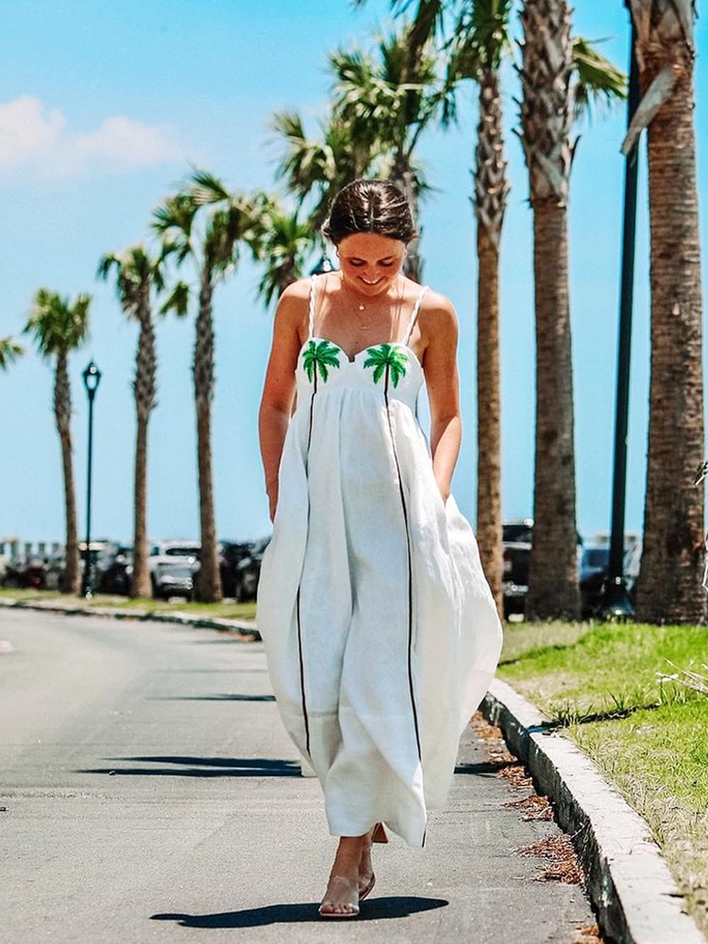 Jolanta | Tropische palmboom zomerjurk