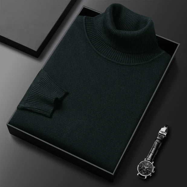Gerwin | Pull col roulé en cachemire premium pour homme – Couleur unie, maille douce, idéal pour l'hiver et l'automne