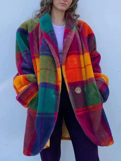 Sarai | Oversized Regenboogjas voor Dames - Gezellige, Warme Casual Jas voor Herfst & Winter