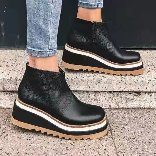 Soothea | Bottes d'hiver orthopédiques en cuir pour femmes, confortables, semelle antidérapante, élégantes et chaudes
