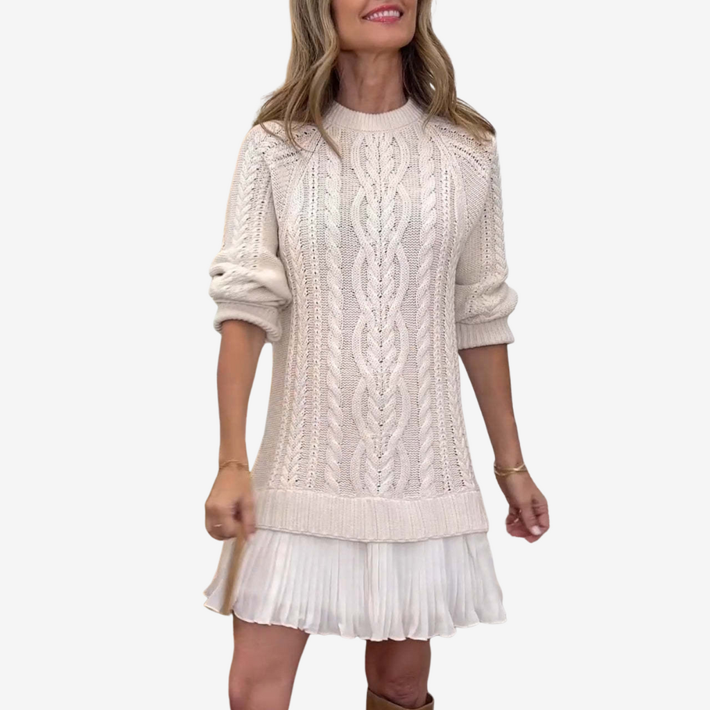 Cyrella | Chique gebreide jurk voor dames – zachte sweaterjurk met lange mouwen voor casual gelegenheden