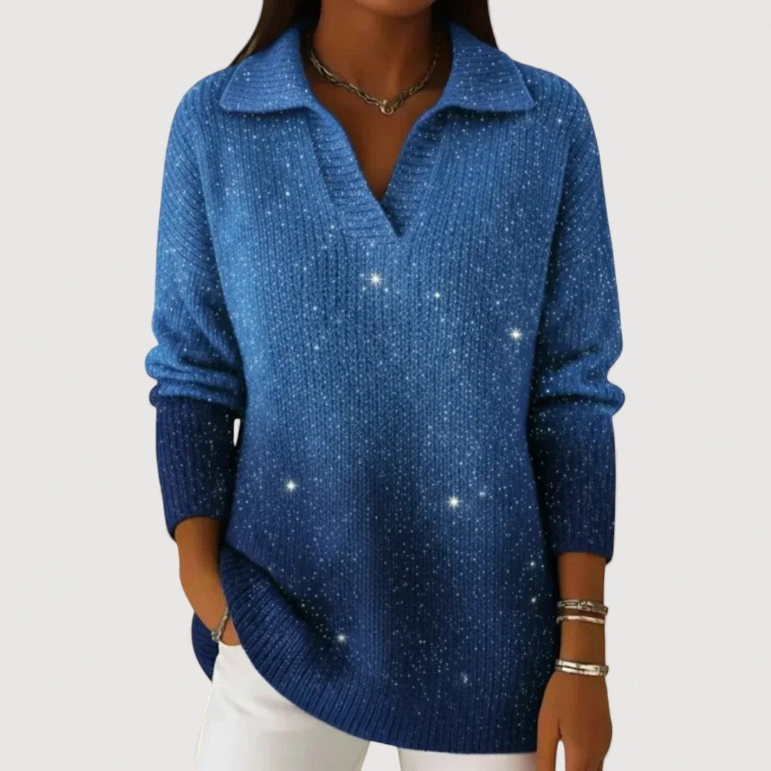 Vionara | Luminous Sparkle gebreide polojumper, relaxed fit trui met lange mouwen