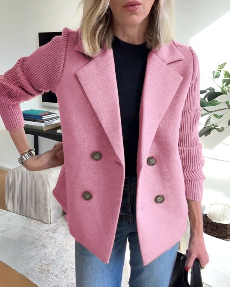 Vaida | Women's Casual Blazer with Knitted Sleeves - Elegant, Soft & Stylish Jacket