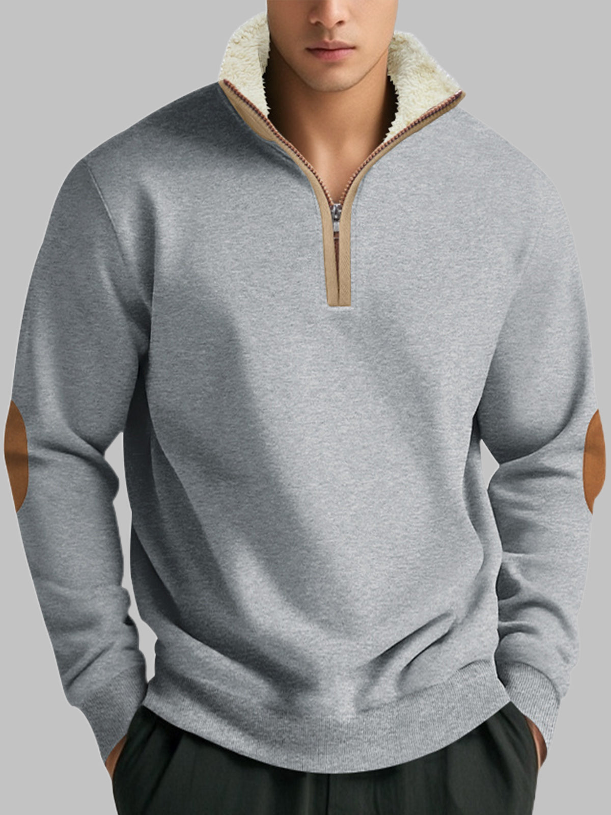 Xalerion | Men's Retro Half Sleeve Sweatshirt - Long Sleeve, Casual, Stylish Jumper