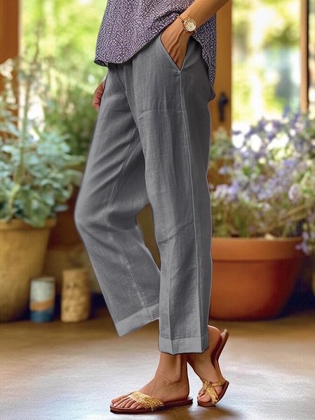 Belma | Wijde Linnen Broek voor Vrouwen - Los-pas Ademende Casual Zomerbroek