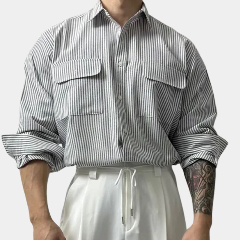 Carvin | Chemise à rayures oversize pour homme - Chemise à manches longues décontractée et habillée