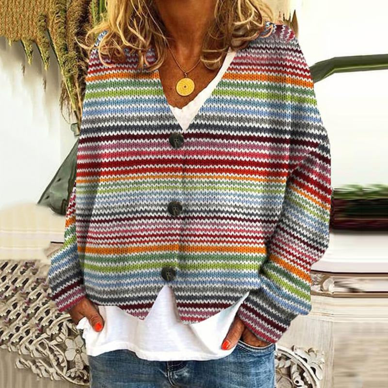 Margot | Veelkleurig zacht bedrukt vest, comfortabel, elegant en warm, huidvriendelijke stof