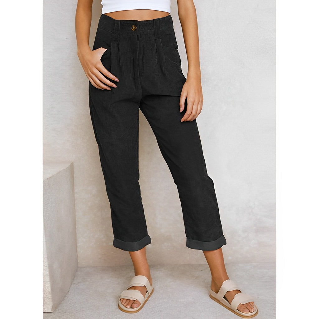 Marguerite | Women's High-Waisted Corduroy Trousers - Vintage & Comfortable Pants