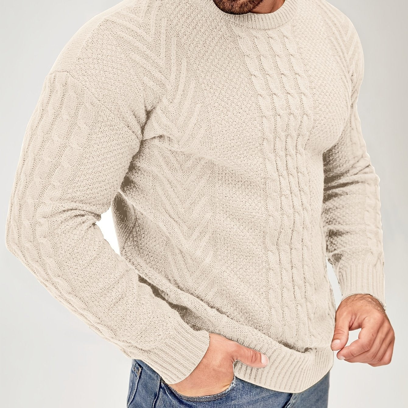 Simon | Pull d'hiver pour homme – Pull chaud et doux à col rond et manches longues, idéal par temps froid.