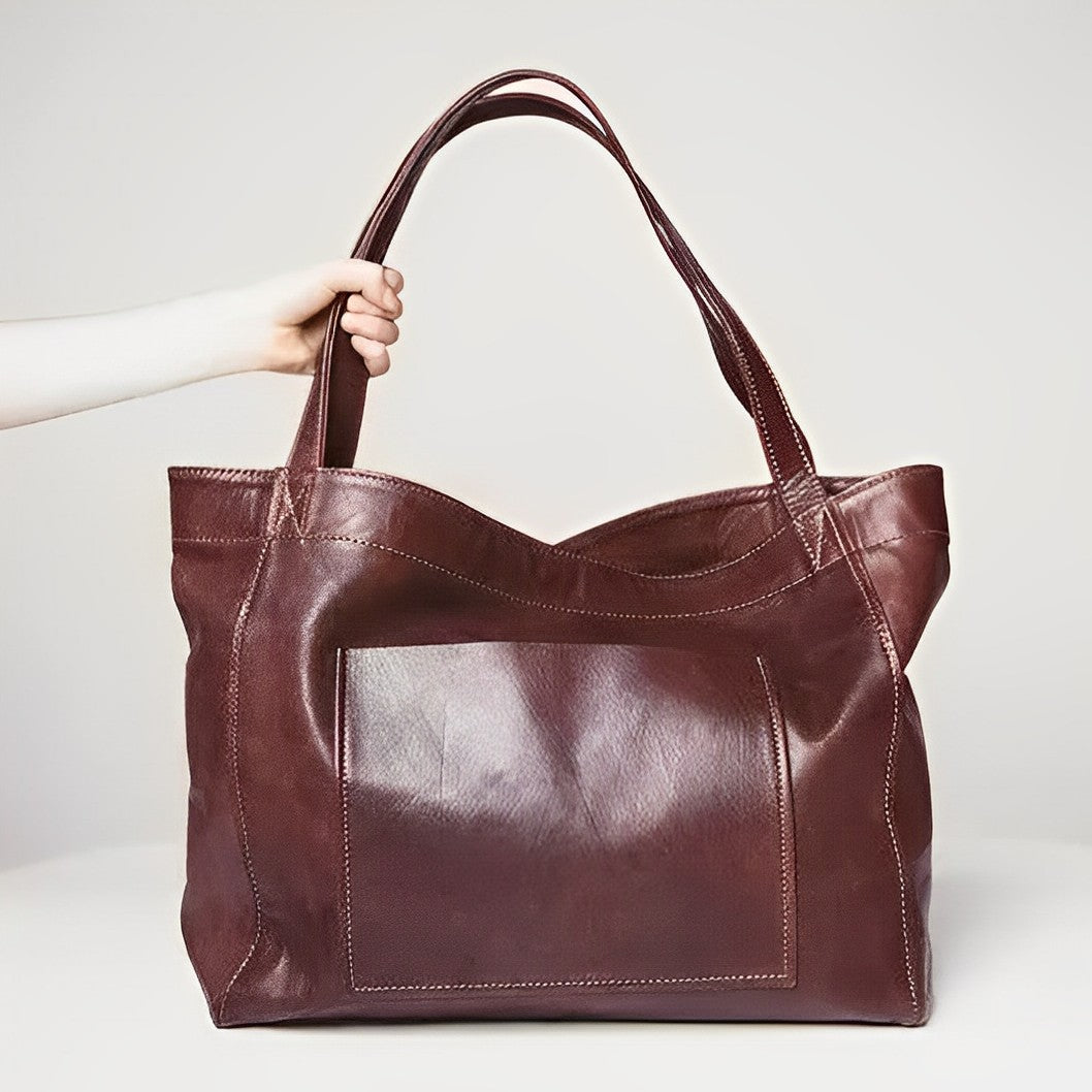 GrandeBag | Grote leren schoudertas voor dames, ruime handtas, casual tas voor dagelijks gebruik