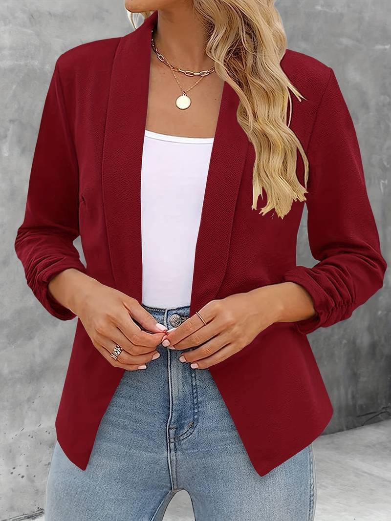 Ewelina | Classic Open Front Blazer - Elegant Long Sleeve Jacket