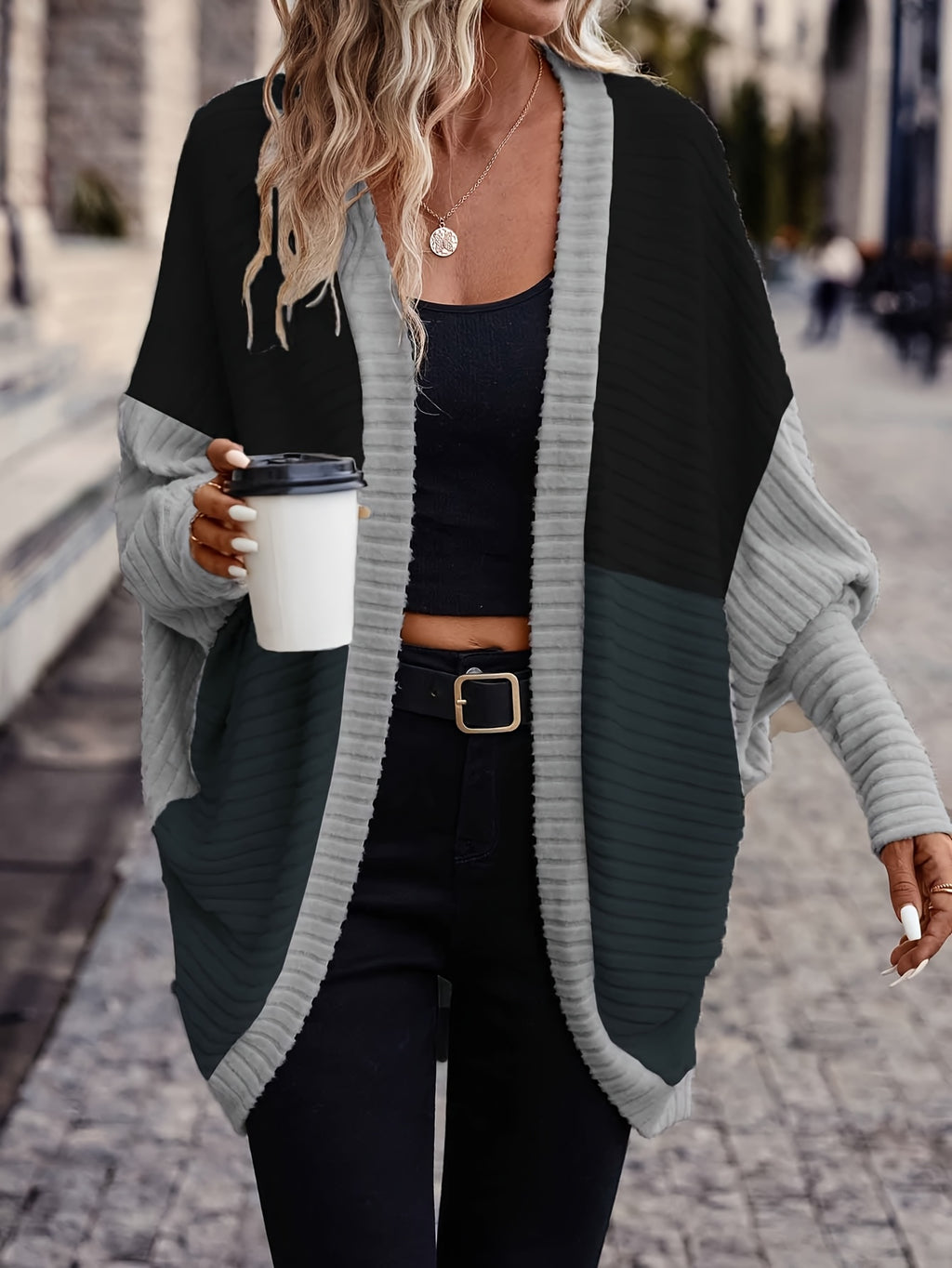 Valyra | Oversized gebreid vest met kleurblokken voor dames – Casual losse lentetop