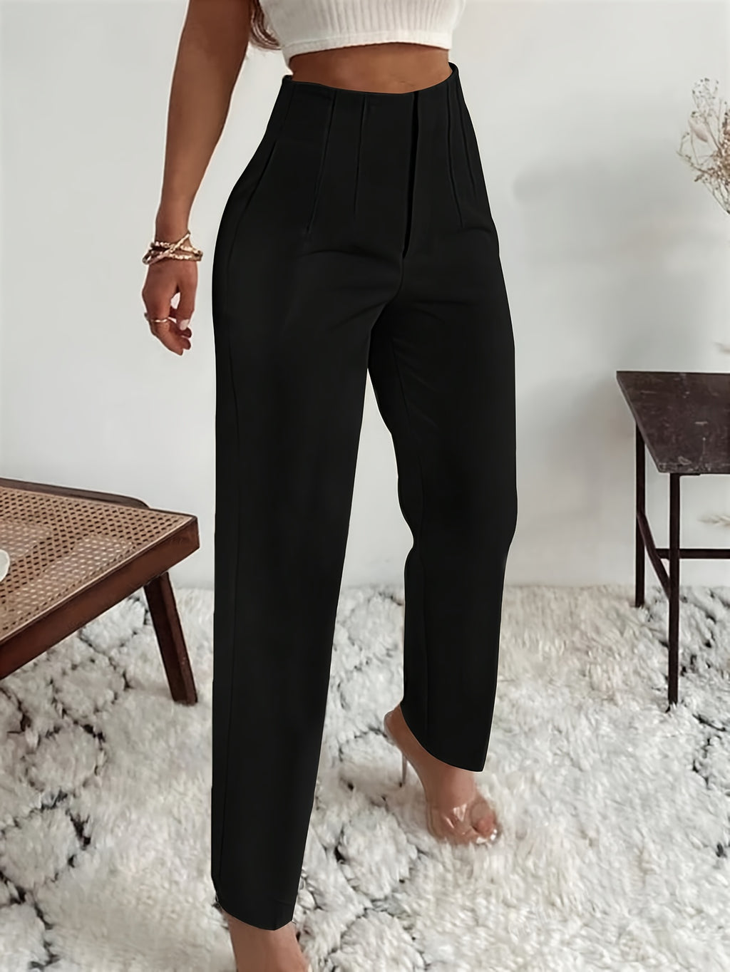 Devika | Straight-leg women's high-waisted trousers - Comfortable, stylish, and versatile work and leisure trousers