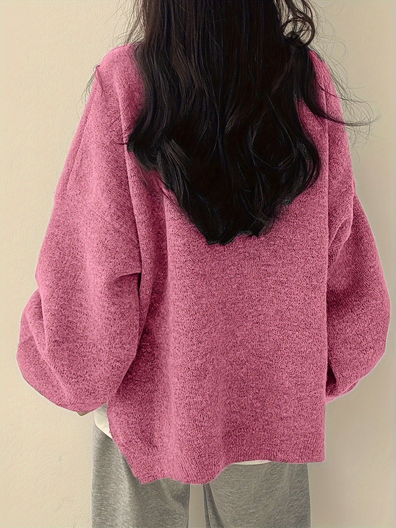 Briallen | Women's Oversized Sweater with Side Slits - Casual Drop-Shoulder Design