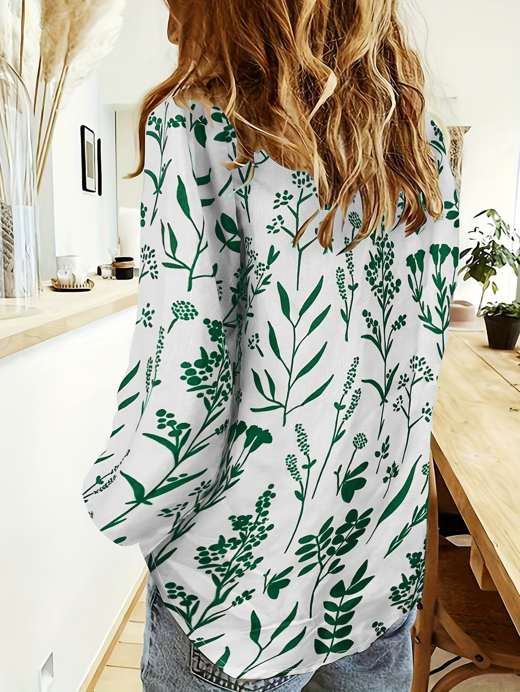 Velmira | Chemise à imprimé floral pour femme, fermeture boutonnée - Manches longues, style décontracté, col à revers