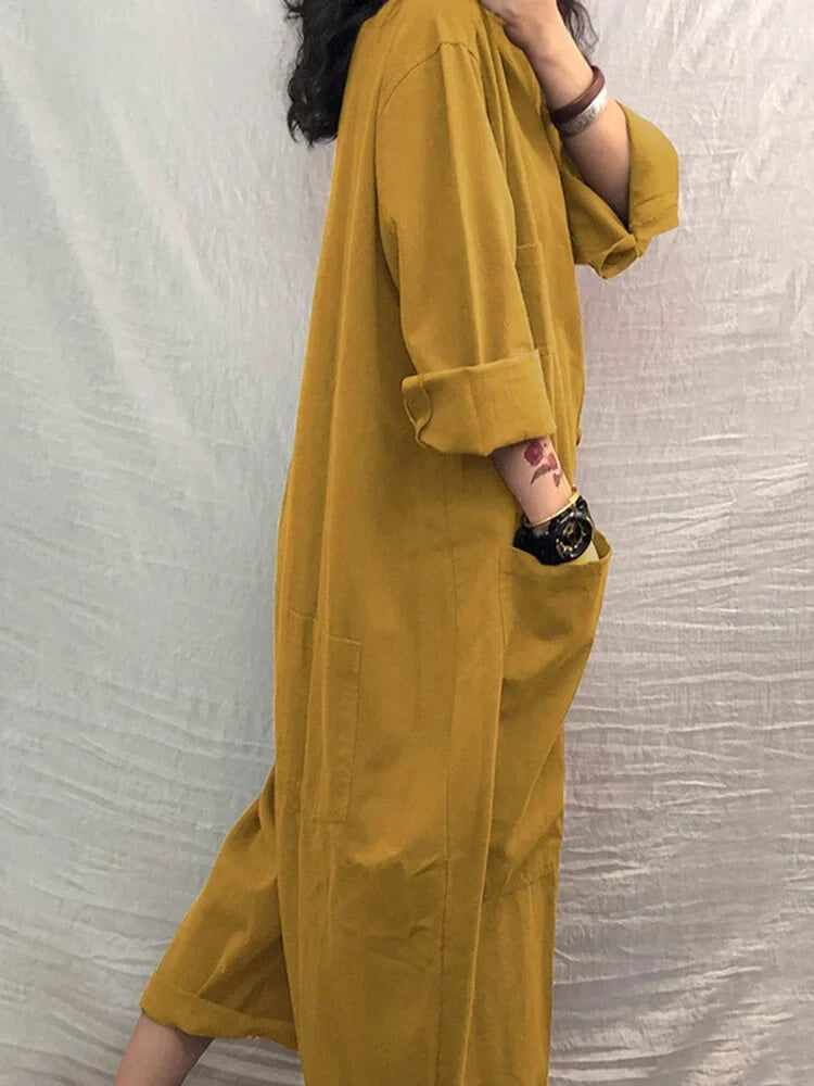 Silke | Dames Jumpsuit Oversized Katoen Linnen Lange Mouwen - Casual en Comfortabel