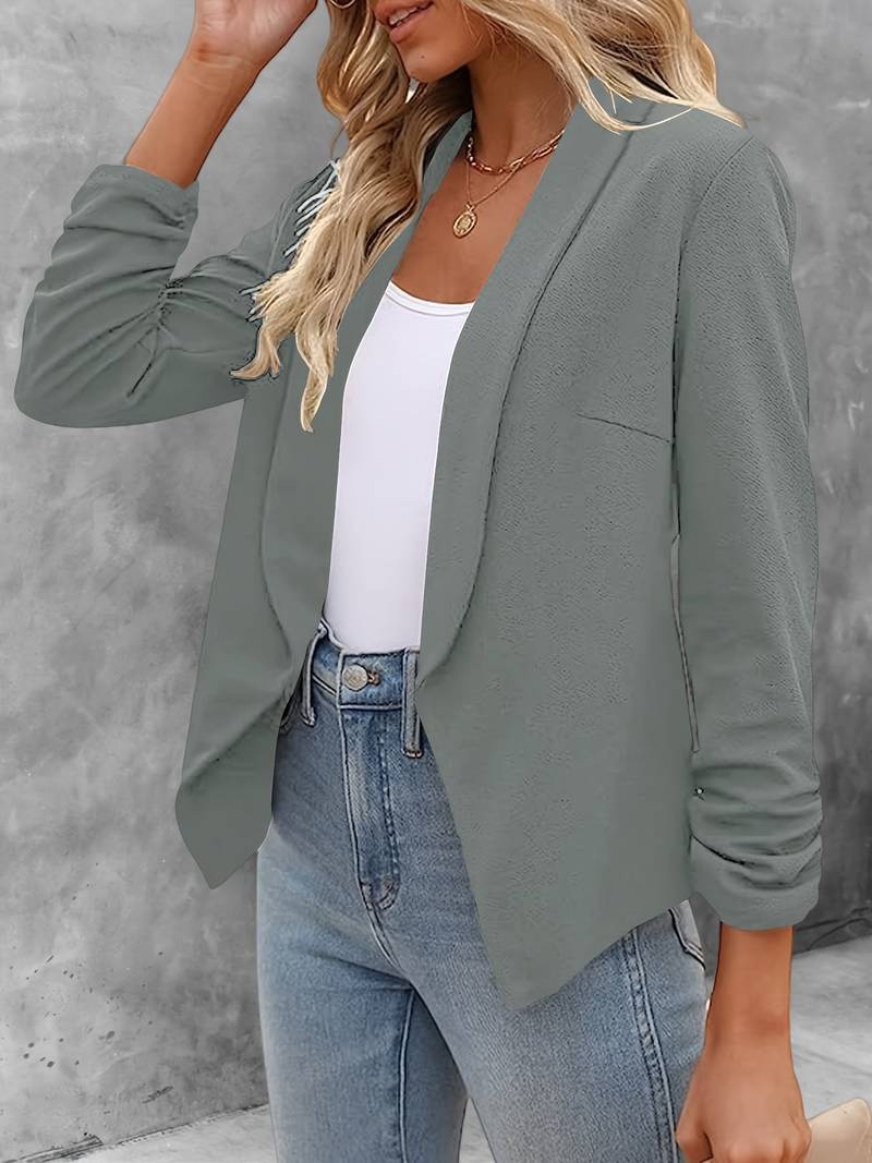 Ewelina | Classic Open Front Blazer - Elegant Long Sleeve Jacket
