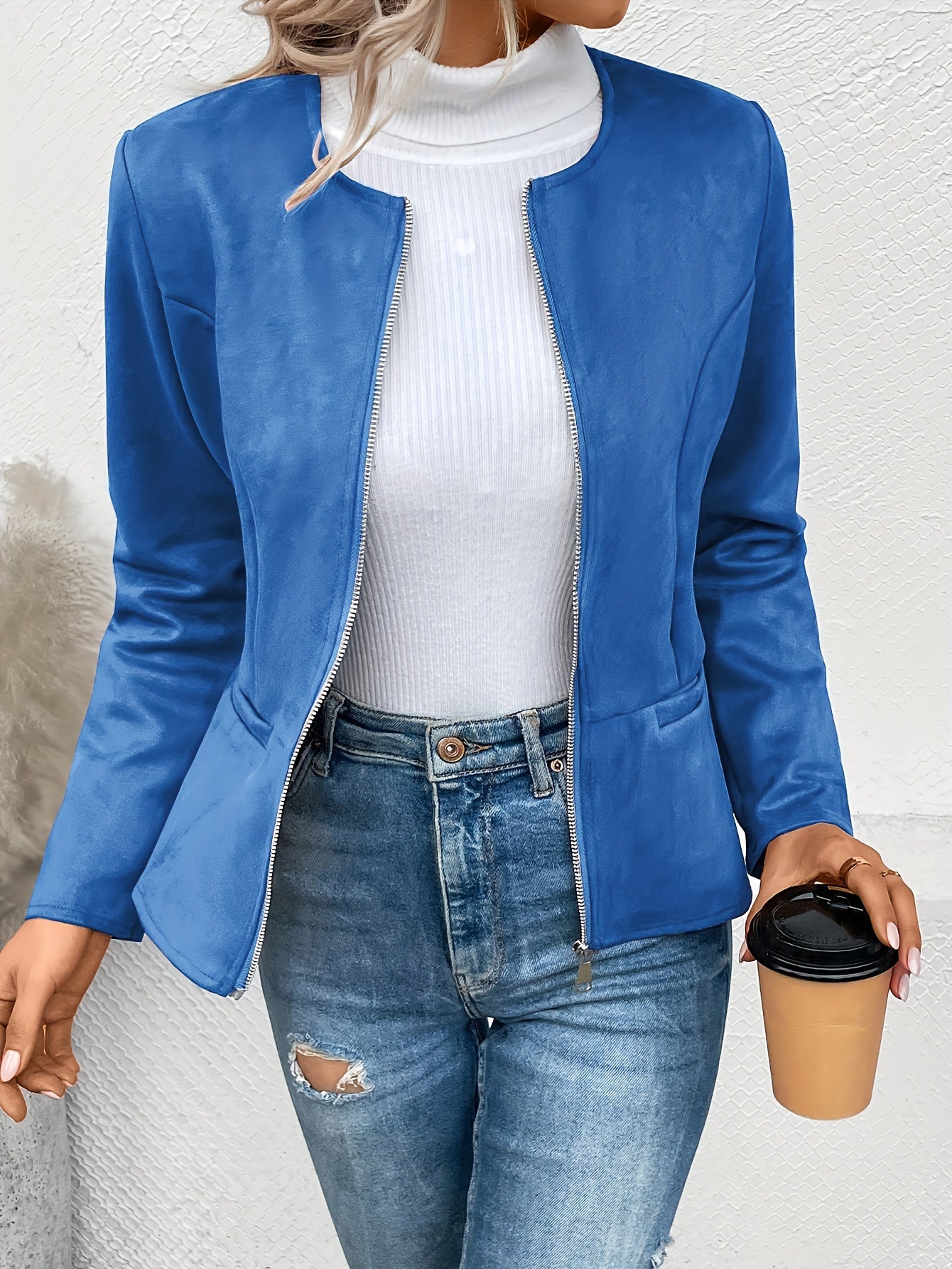 Rialta | Fitted women's vest with zipper - Round neck, long sleeve top