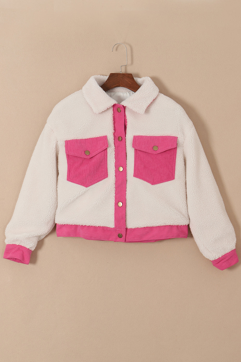 Fiorella | Multicolor sherpa corduroy Knoopsluiting Gewatteerd damesjack