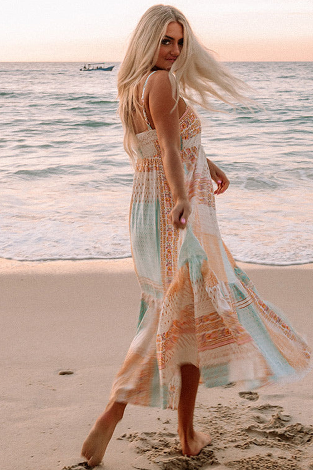 Graciana | Multi-coloured Boho Patchwork Print Sundress