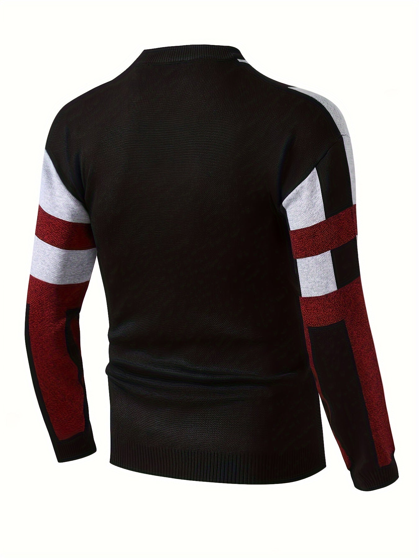 Emrys | Trui met ronde hals en kleurblok voor heren - Trendy thermische trui voor de winter met lijnenpatroon