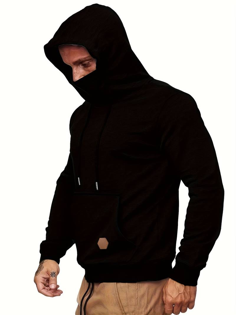 Xavian | Trendy herenhoodie met ingebouwd gezichtsmasker - Stijlvol Pullover Sweatshirt