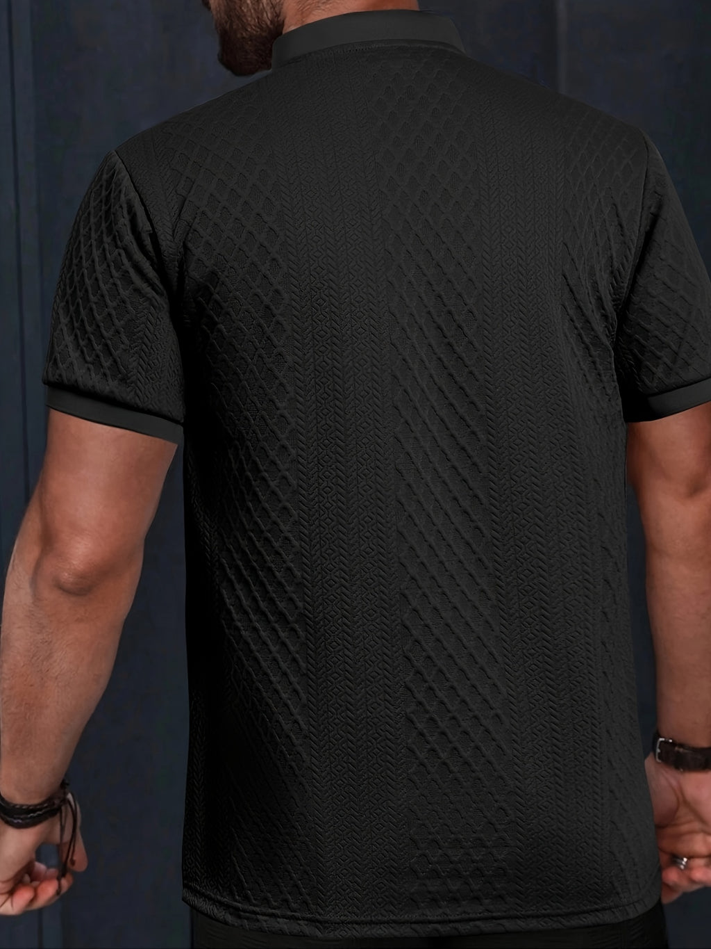 Damjan | Polo Henley décontracté pour homme - Col jacquard