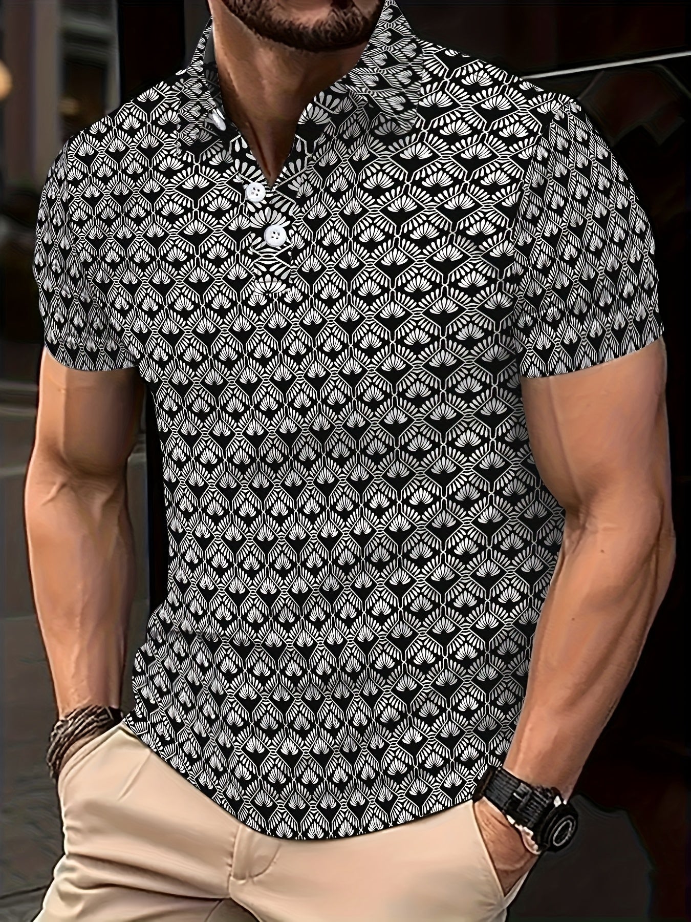 Severin | Casual Polo Shirt Heren - Korte Mouw Geometrische Print