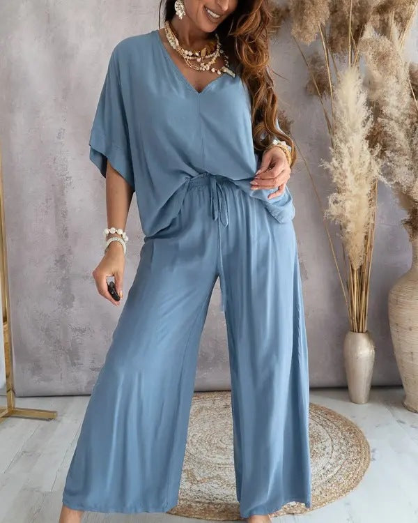 Quinza | Tweedelige katoenen set voor dames – Casual-elegante, luchtige outfit