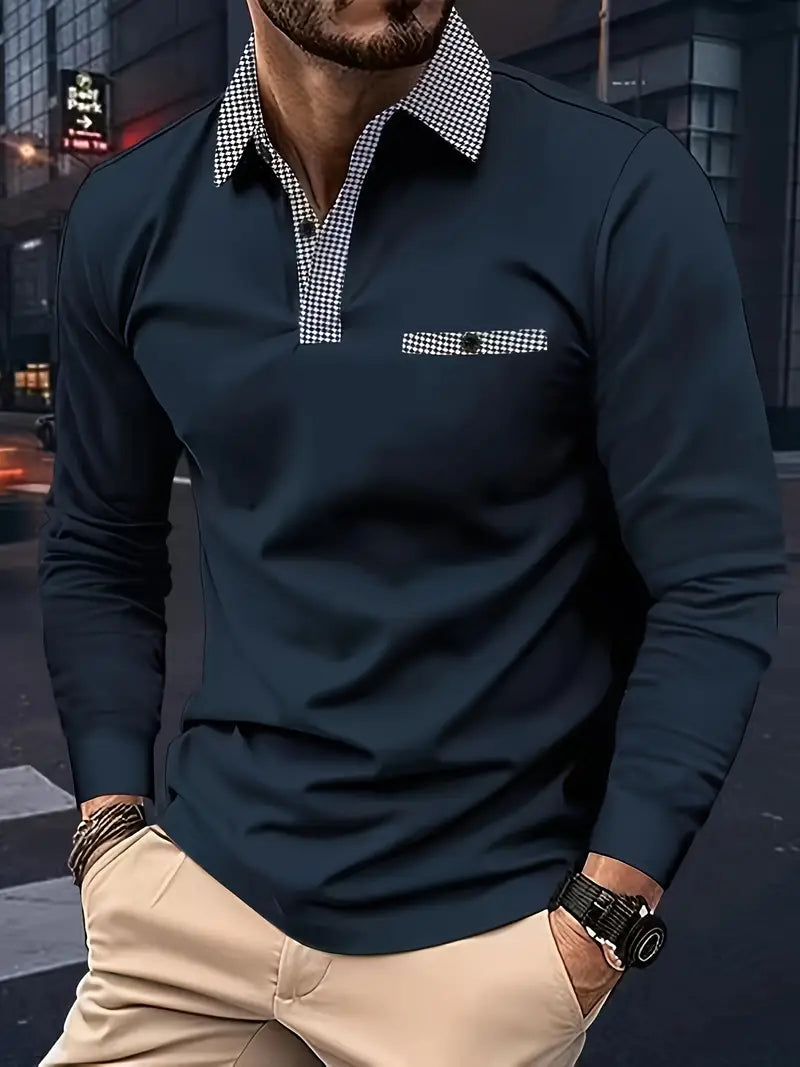 Cassiel | Polo à manches longues pour homme – Chemise classique et décontractée, confortable et respirante