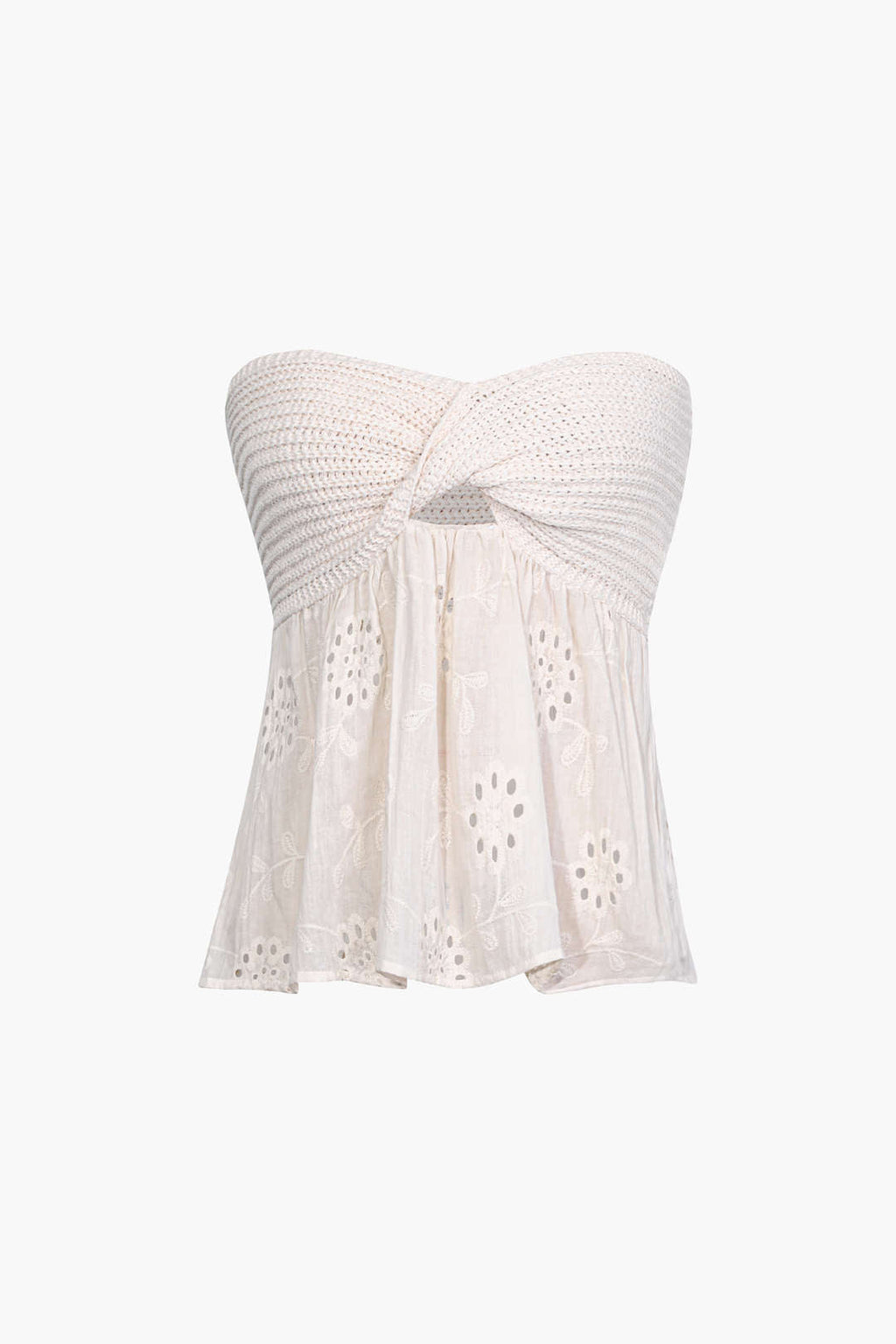 Rhaella | Knotted detail knitted embroidered top - Twist-knot design