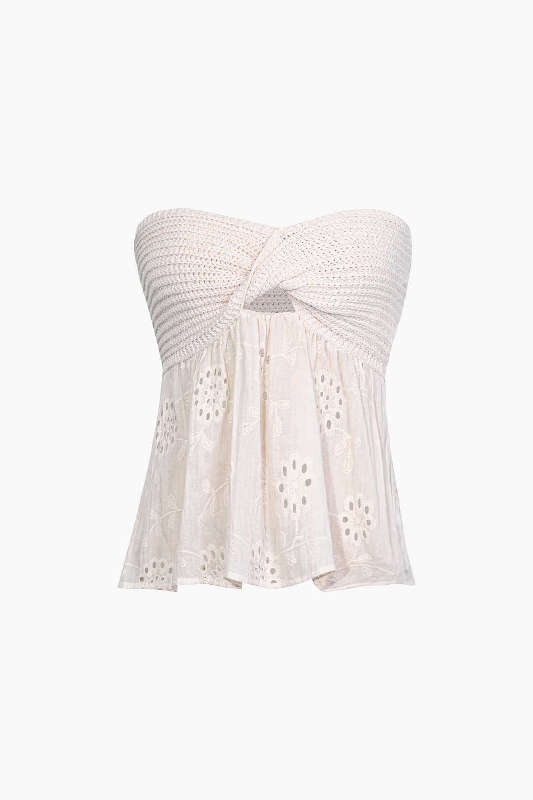 Rhaella | Knotted detail knitted embroidered top - Twist-knot design