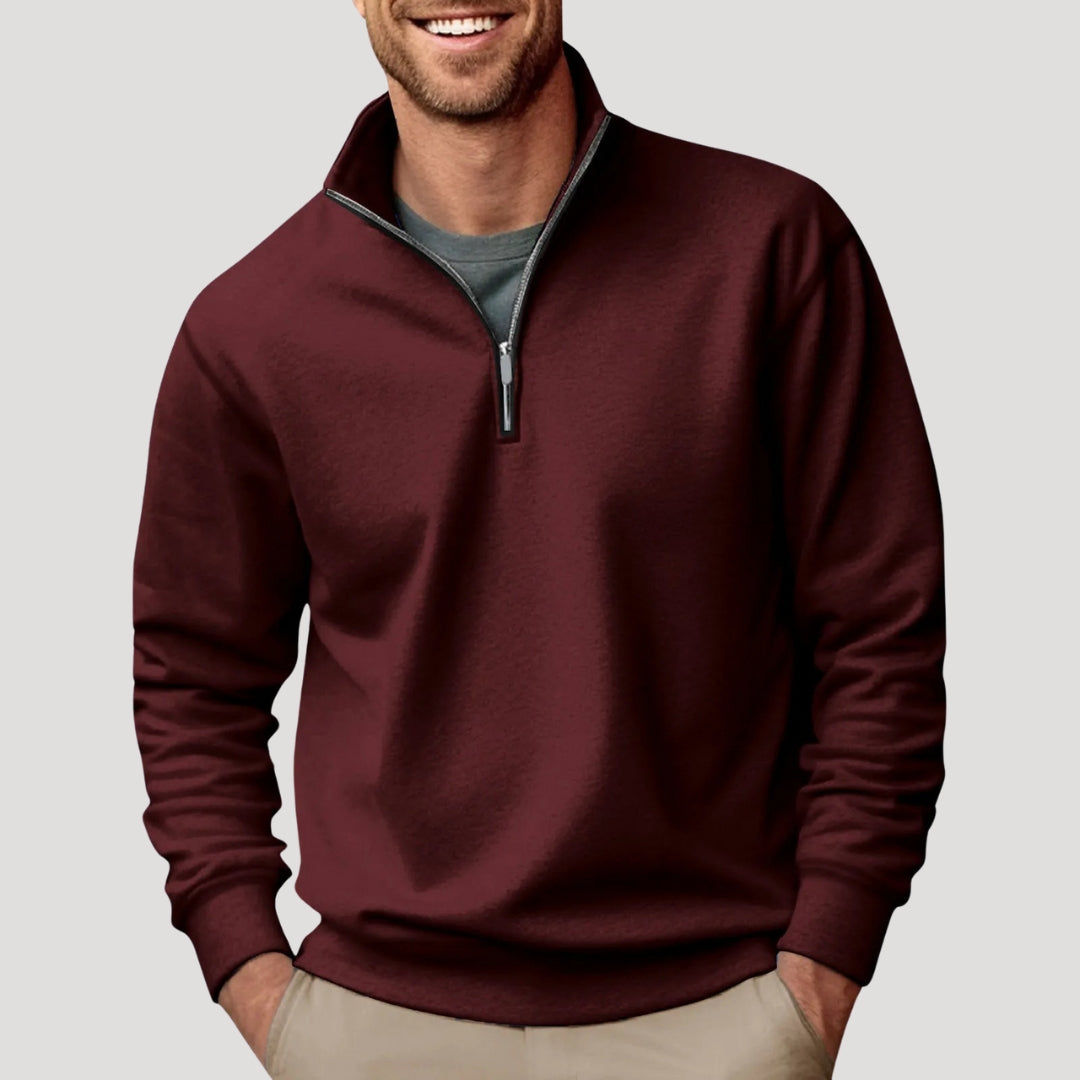 Arvik | Lichtgewicht heren-sweater met halve rits – Casual katoenen sweater