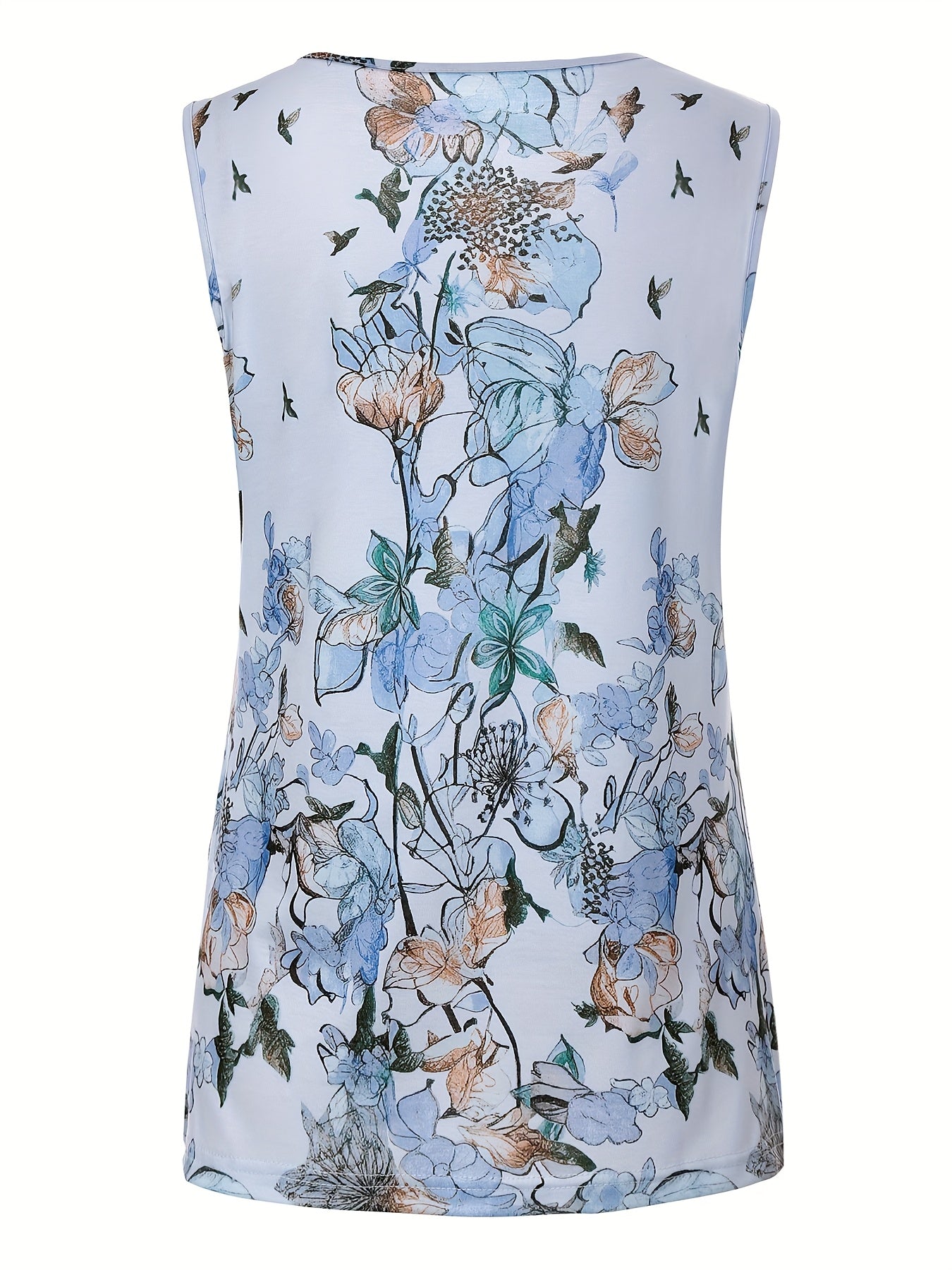 Iravina | Dames-T-shirt met bloemenprint en patchwork van kant, ronde hals, mouwloos