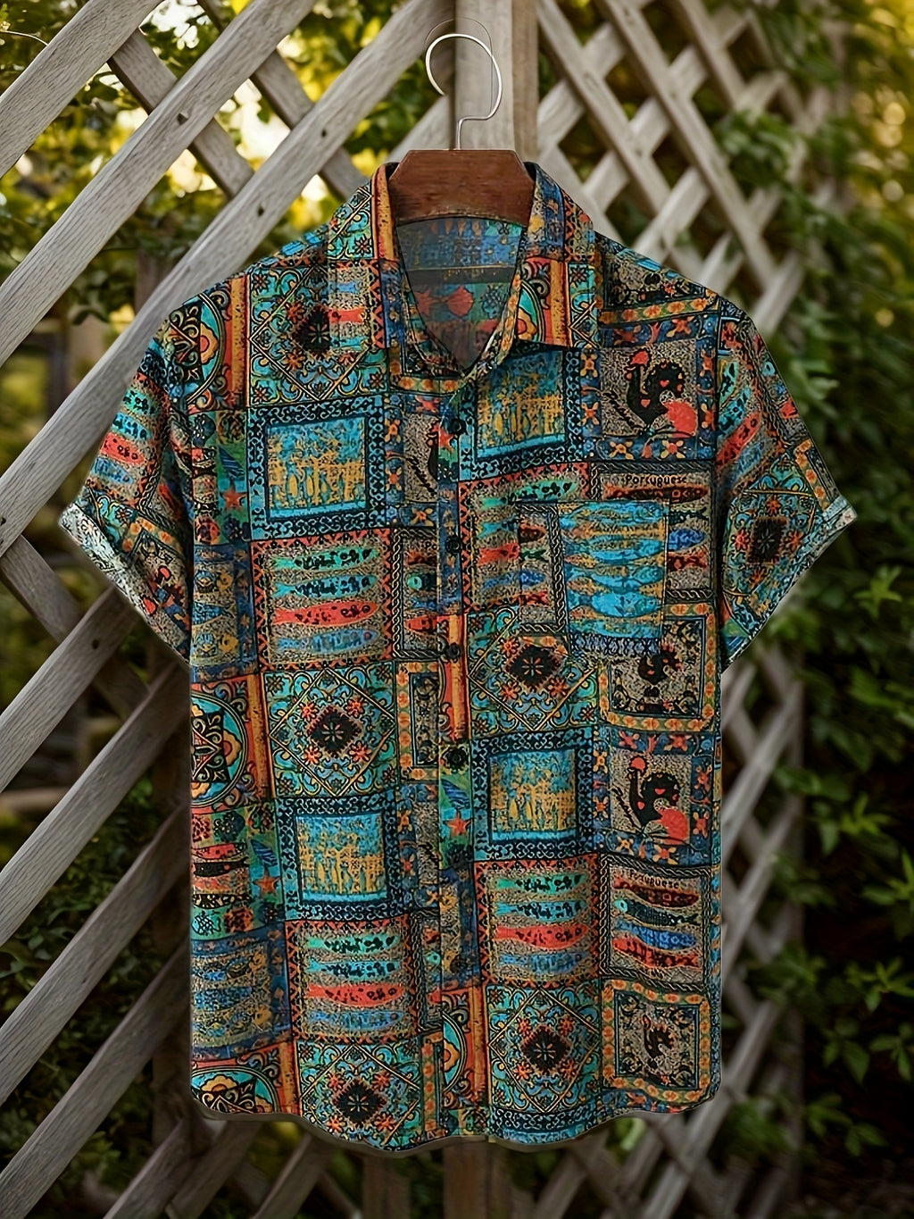 Cavan | Herenoverhemd met tribale print – Losvallend, etnisch, casual, korte mouwen, met knopen