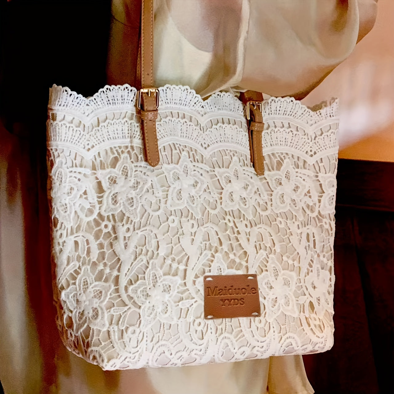 EthereaBag | Sac bandoulière élégant en dentelle blanche pour femme 